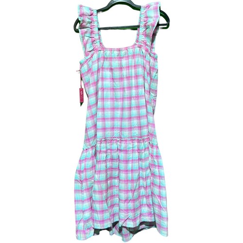 NWT Simply Southern Women's Size XL Pink/Blue Drop Waist Ruffle Plaid Dress - Picture 2 of 4