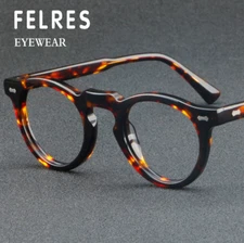 Round Acetate Eyeglasses For Men Women Clear Lens Retro Glasses Frames New