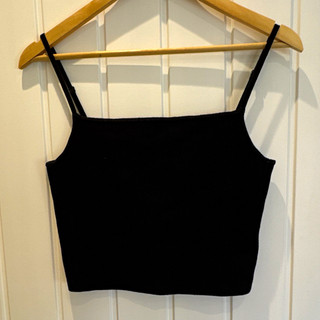 Reformation Black Ribbed Camisole Adjustable Strap Waist Crop Top Womens Size M