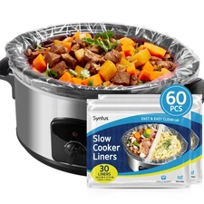 Syntus 60-Count Small 1-3 Qt Slow Cooker Crock Pot Liners 10.5x17.5" Disposable