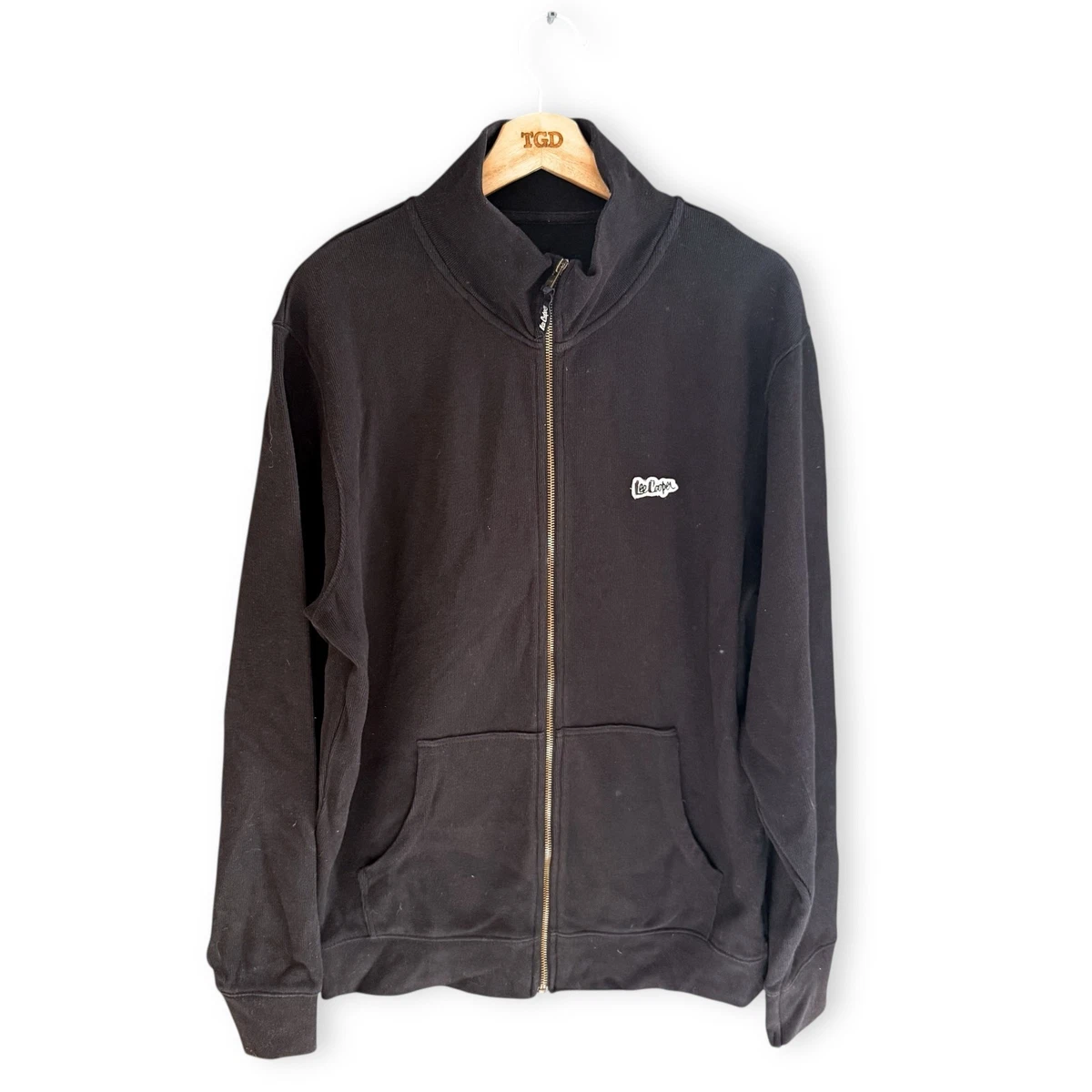 Chaqueta Lee Cooper negra con cremallera para hombre sudadera talla mediana