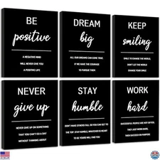 Inspirational Framed Wall Art Set of 6 Motivational Quotes 8x10in Decor