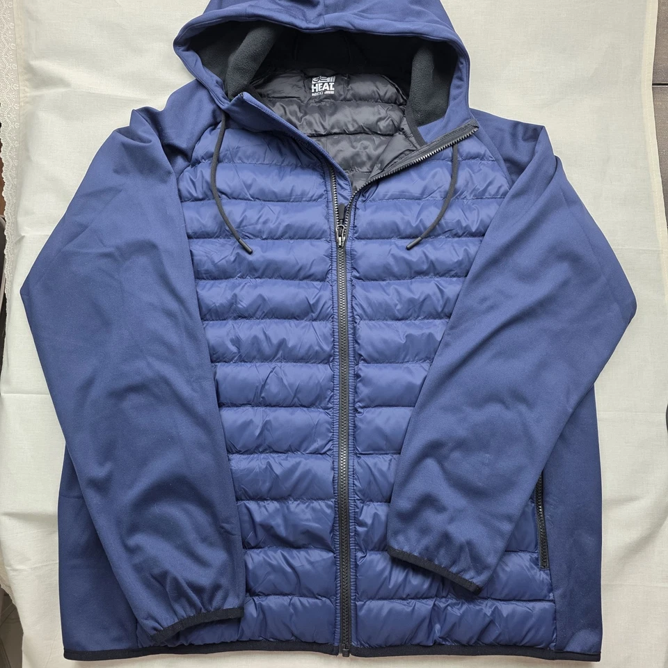 Mens 32° Degreez Heat Hooded Full Zip Puffer Jacker Size XL Navy Blue - Image 2 of 4