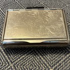 Vintage Silver Tone Cigarette Case With Floral Design Hinged
