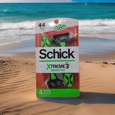 Schick Xtreme 3 Sensitive Disposable Razors, 4 Razors. NEW Factory Sealed