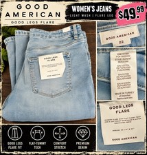 Good American Good Legs Flare Jeans Womens 22 Light Wash Stretch Denim Plus Size