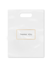 50 Pack Die Cut Thank You Plastic Shopping Bags, 9" X 12" Retail Gift Bags