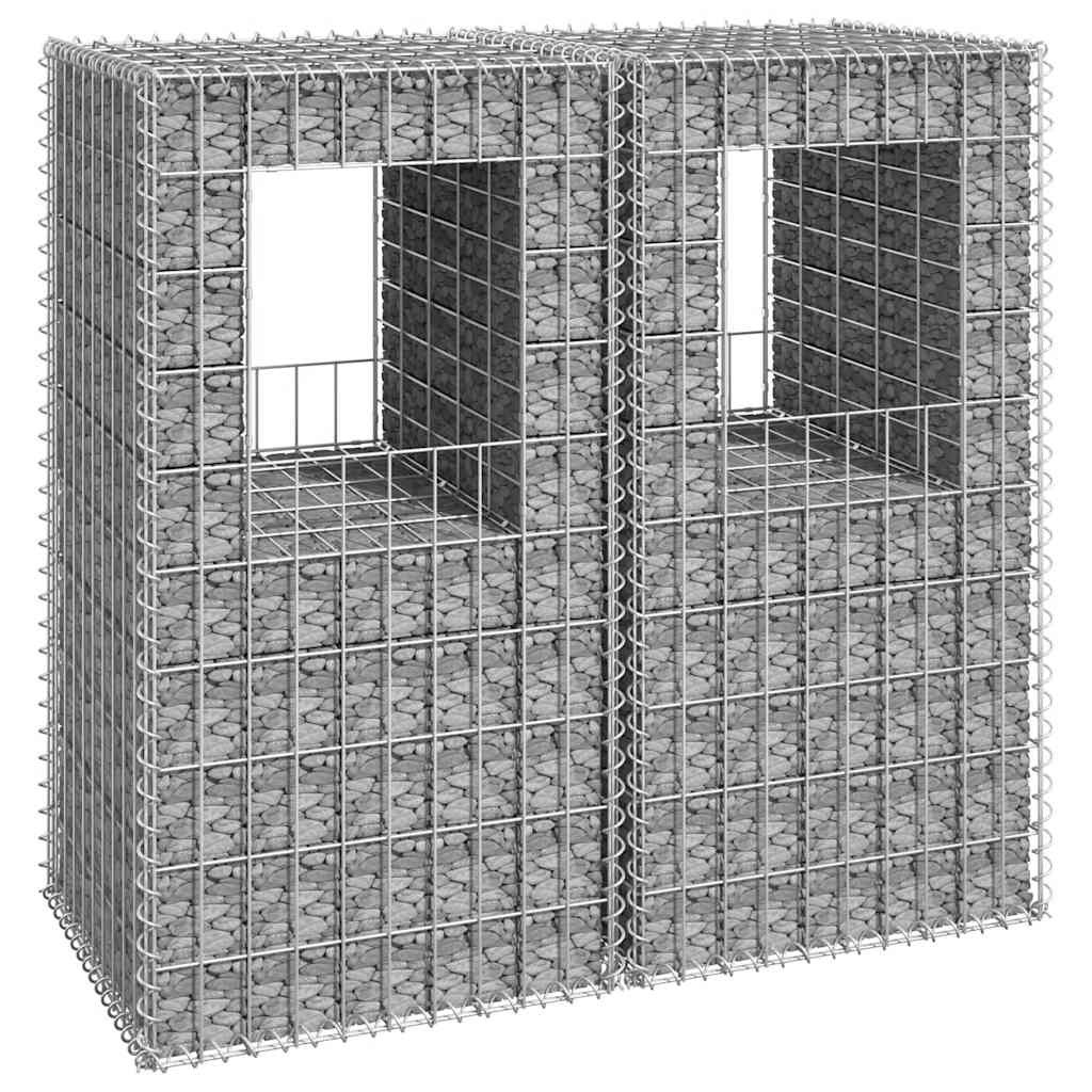 Coppia di Cesti a Gabbione 50x50x100 cm - Ferro per Design Esterno