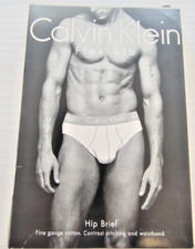 Calvin Klein Hip Brief White Fine Rib Contrast Stitch 1997 Vintage NIB Size S
