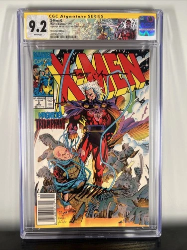 X-MEN #2 CGC SS GRADED 9.2 SIGNED BY JIM LEE & SCOTT WILLIAMS NEWSTAND