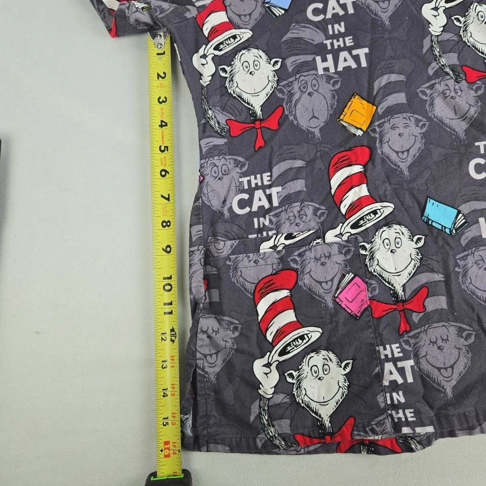 The Cat in the Hat Fun Colorful Scrub Top Size S Dr. Seuss Book Themed Women's - Image 4 of 4