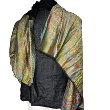Boho Paisley Border Rectangle Scarf Black Modal Soft Oversized Wrap Shawl