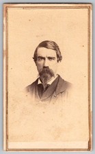 Antique CDV Circa 1860s Handsome Bearded Man In Suit Seated Bust Portrait Formal