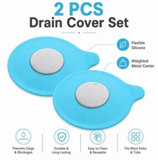 2 Pack Silicone Drain Plug Covers Sink Stopper Seals for Kitchen Bath Shower Tub