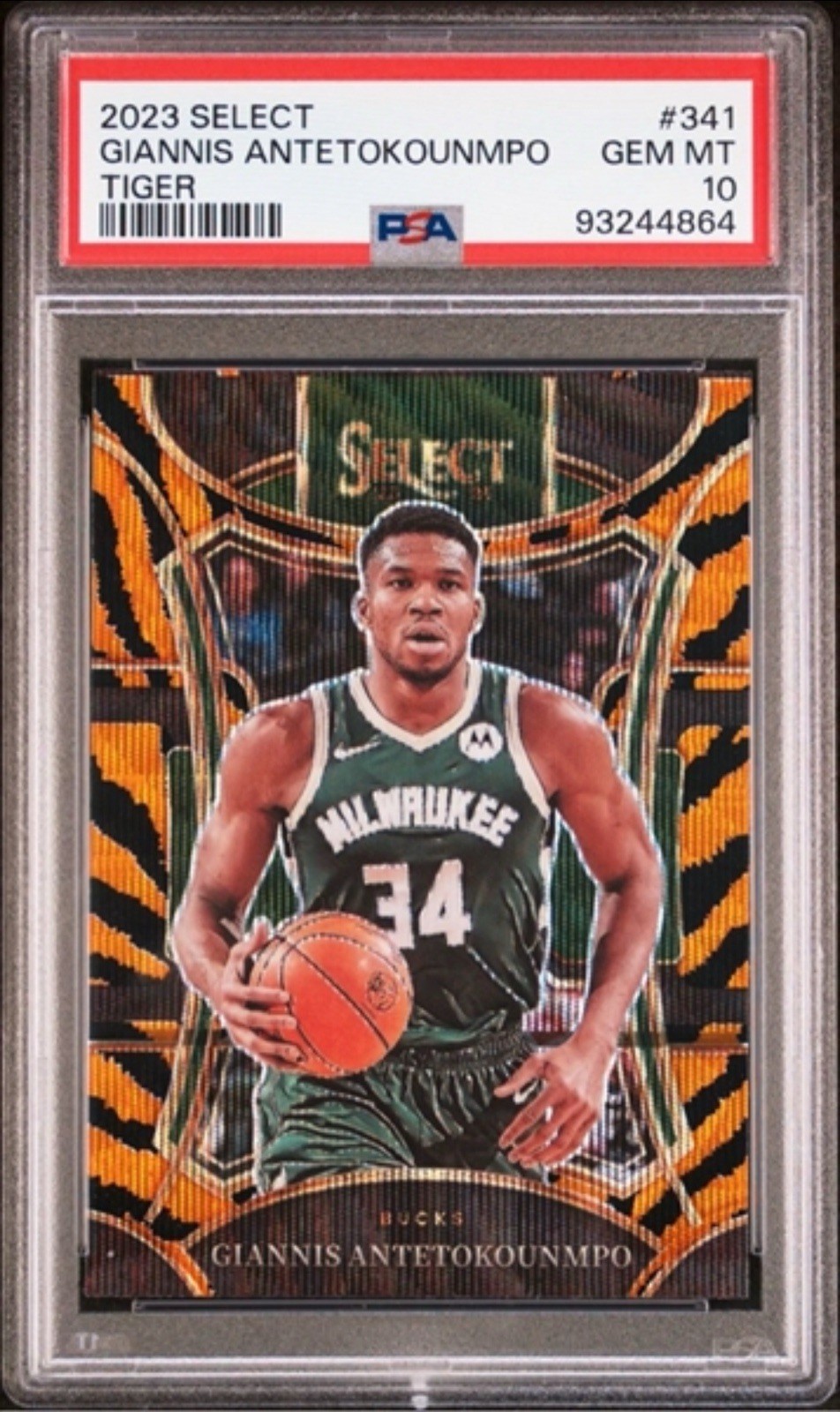 2023-24 Select  Mezzanine Tiger Stripes Giannis Antetokounmpo PSA 10 SP Pop 5