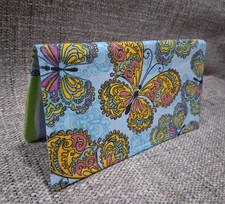 BLUE BUTTERFLIES Fabric Checkbook Cover Registry WALLET Organizer USA Handmade