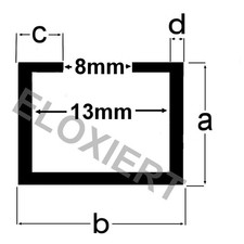 (6€/m) Alu C-Profil 11x17x4,5x2mm passend M8 Schraube / Mutter ELOXIERT 1m