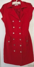 Calvin Klein Military/Utility Short Sleeve Shirt Dress, 4,Tomato-Red Twill Offic