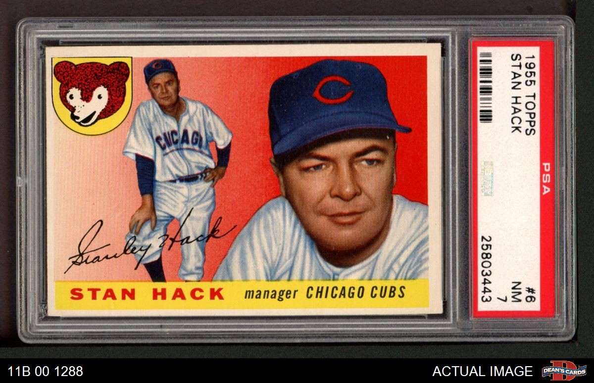 1955 Topps #6 Stan Hack Cubs MANAGER PSA 7 - NM
