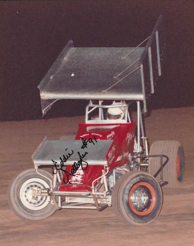 Autographed  Eddie Gallagher Outlaws Sprint Car  Racing Photograph