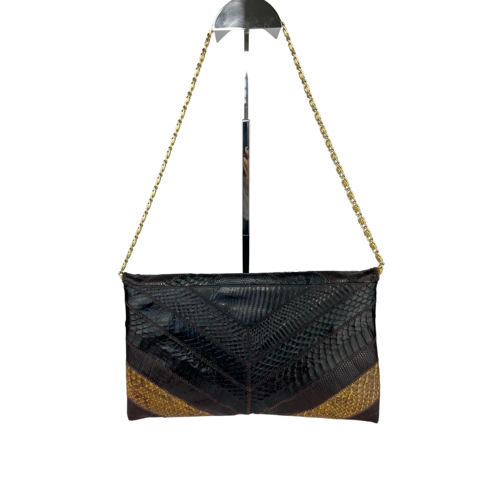 Varon Leather Snakeskin Turtle Shell Shoulder Bag… - image 4