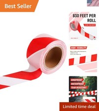Durable 3-Inch by 830-Feet Red and White Caution Tape - Ideal for Hazard Marking