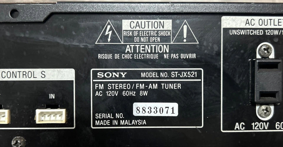 Modelo Sony: ST-JX521 AM/FM Sintonizador Estéreo de Estante-8 Vatios-Probado Funciona Sin Control Remoto Foto 4 de 4