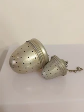 2 Vintage Aluminum Acorn Shaped Tea Herb Spice Infuser Strainer