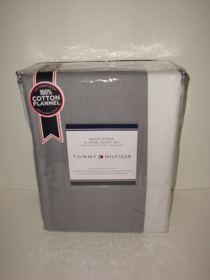 Juego de fundas funda nórdica Tommy Hilfiger Bryant a rayas franela reina completa azul blanco Foto 2 de 4