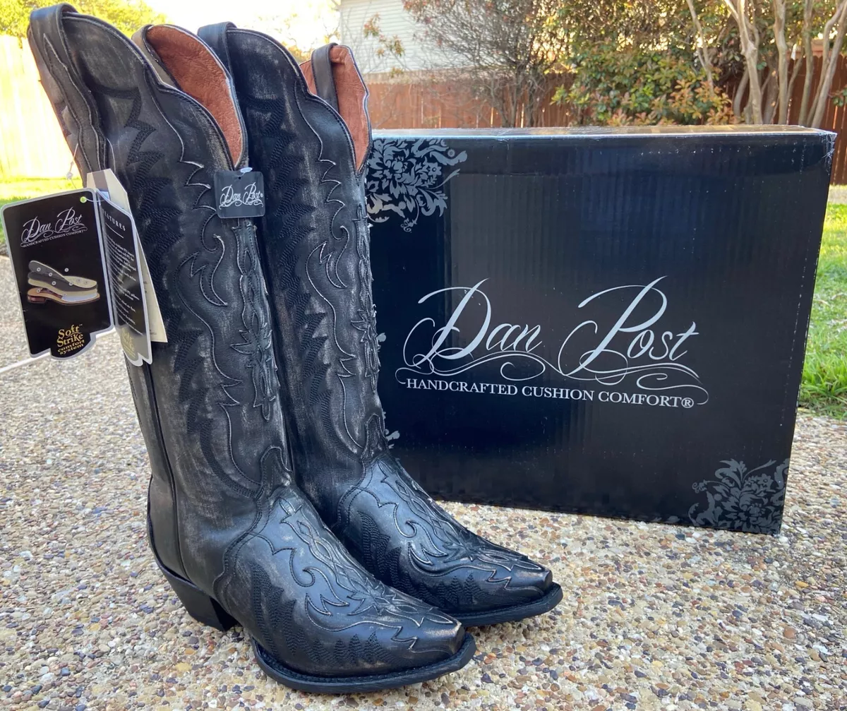 NEW Dan Post Hallie Black Distressed Leather 16