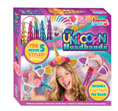 JOYIN Einhorn Haarreif Kinder 5 St. bunt Unicorn Horn DIY basteln Blumen Glitzer
