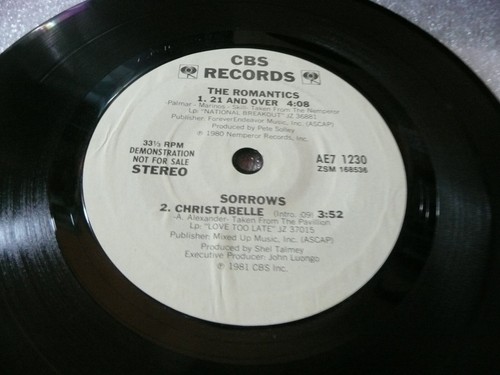 record 7" 33 rare The Sorrows Adam Ant Boomtown Rats Romantics WLP on CBS VG++ - Imagen 1 de 3