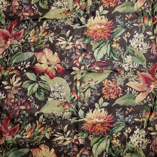 Raymond Waites for Mill Creek Decorator Fabric "Emanuelle" Brown Floral 2 Yards