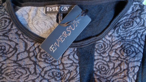 EVERSUN New size 10 top Black grey rose design top NWT long sleeves - Picture 7 of 7