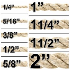 Twisted ProManila / UnManila / Tan Polypro Rope Various Lengths Sizes