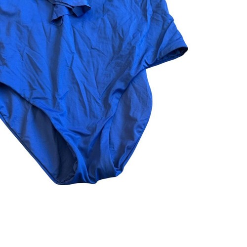 Becca by Rebecca Virtue Blue One Piece Swimsuit Swim Wear Ruffle Size Medium - Picture 4 of 12