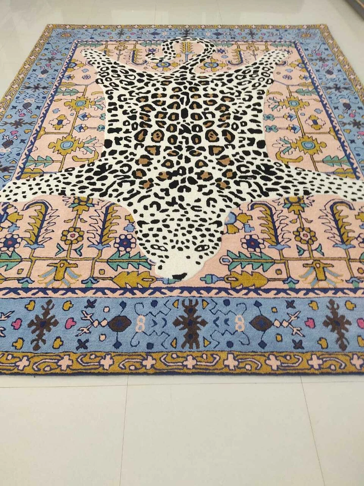 Octavia Leopard Hand-Tufted 100% Wool Area Rug Carpet - Image 3 of 3