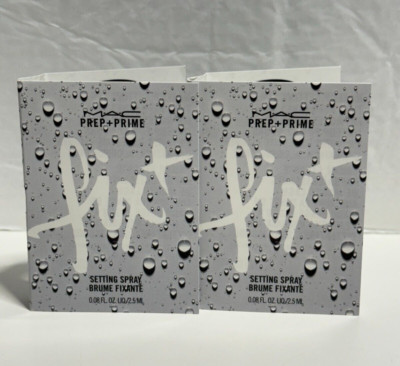 2 X MAC Prep + Prime Fix+ Setting Spray Sample Vial 0.08oz/2.5ml NEW on card