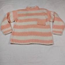 ROUGE BY HELIUM WOMEN'S VINTAGE PINK AND WHITE STRIPE MOCK NECK SWEATER SIZE MED
