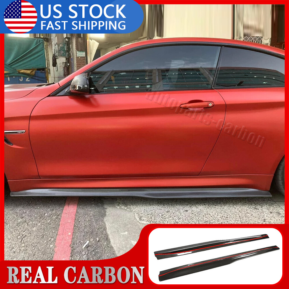 For 2015-2020 BMW F82 F83 M4 REAL Carbon Fiber Side Skirt Extension Panels Lip