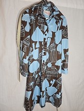 Vintage 1960's Kaye Windsor Trippy Hippie Mushroom Print Mini Dress Size Medium 