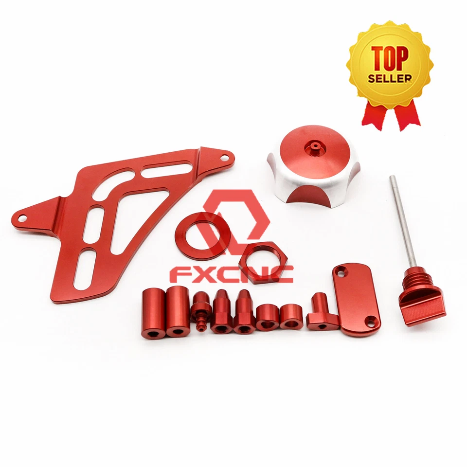 CNC CRF Kit Juego Protector Tapa Gas Fuel Oil Varilla Bomba de Freno para CRF230L Rojo Foto 2 de 4