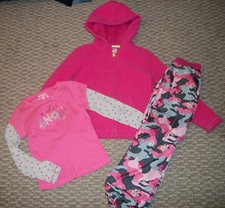OSHKOSH 3 PC. JACKET TOP CAMO PANTS OUTFIT SET GIRLS SZ 6 PINK OR BLUE EUC