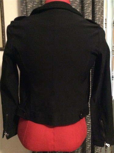 New Kohl's Apt.9 black stretch denim motorcycle style zippered jacket PXS - Picture 2 of 7