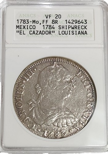 1783 MO FF Mexico Silver 8 Reales 8R El Cazador Shipwreck Coin NGC