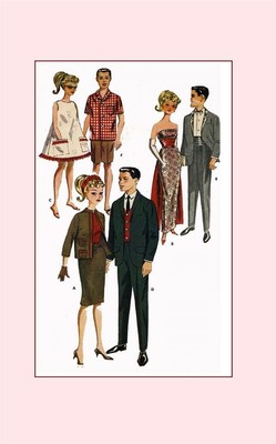 Doll Clothes Pattern 2519 Barbie Ken Alan Andy Captain Action Mera Honey West