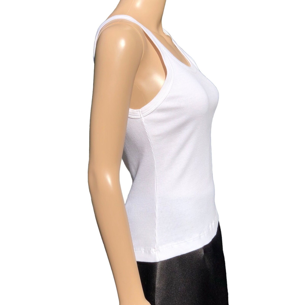 Dolce Gabbana White Ribbed Tank Top With Crystal DG Logo Sz M | eBay