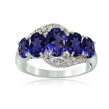 Sterling Silver 1.9ct TGW Blue  White Topaz 5-Stone Ring