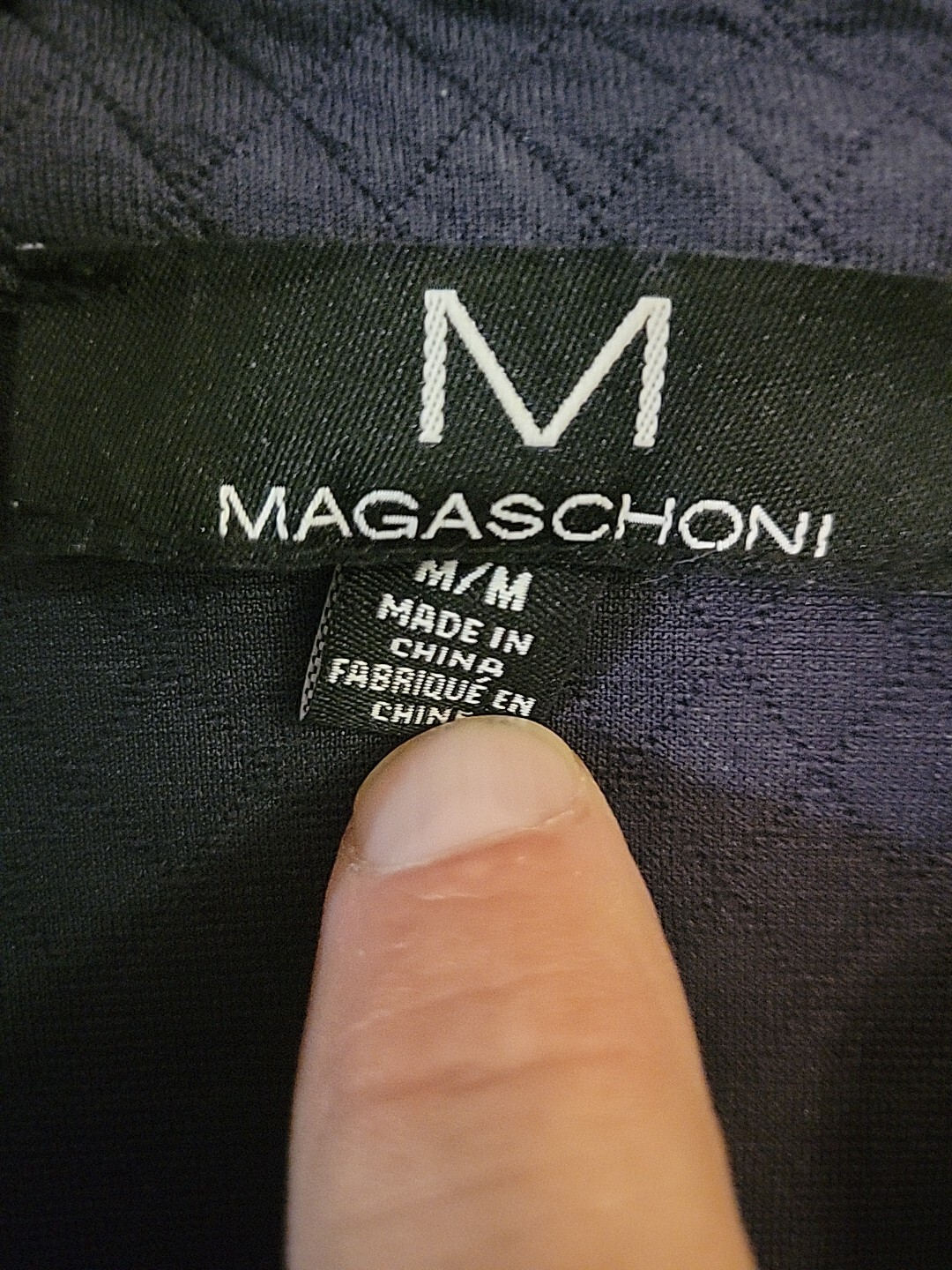 Magaschoni Button Down Diamond Pattern Shirt Blue… - image 4