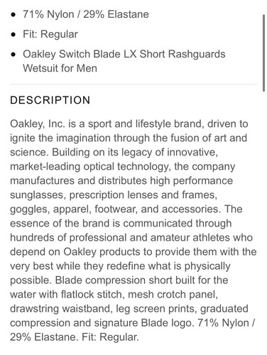 New Oakley Mens Switch Blade LX Rashguard Wetsuit Surfing Beach Shorts Red Large - Picture 2 of 4